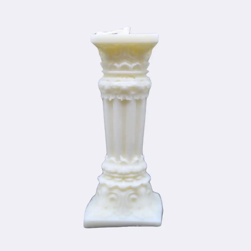 Dekokerze „Römische Säule“, weiß