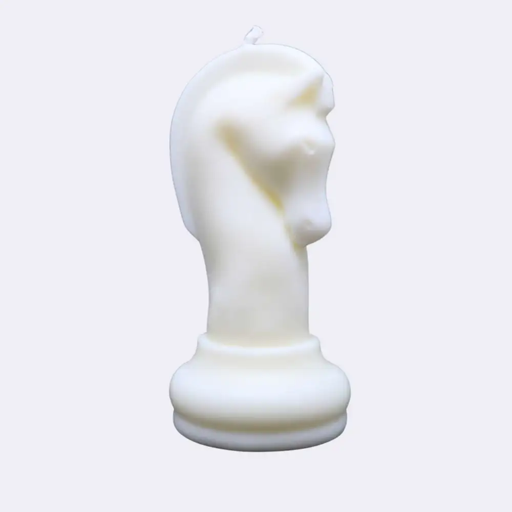 Dekokerze „Schachfigur - Pferd“, weiß