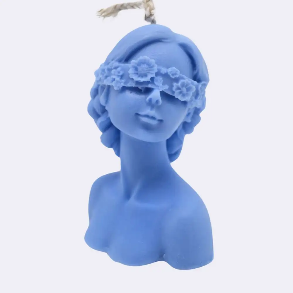 Dekokerze "Blumen der Unschuld", blau