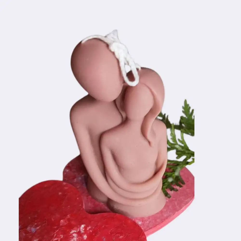 Dekokerze "Zärtlichkeit", beig