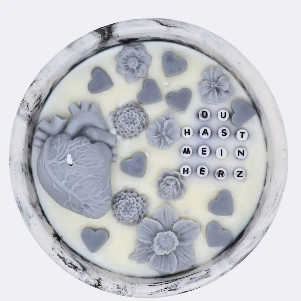 Duftkerze "„Du hast mein Herz“, grau – Bild 2