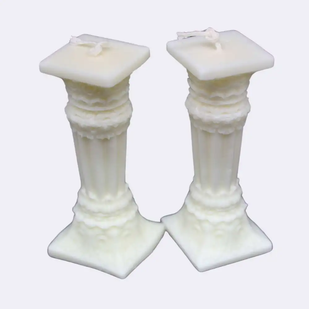 Dekokerze „Römische Säule“, weiß – Bild 2