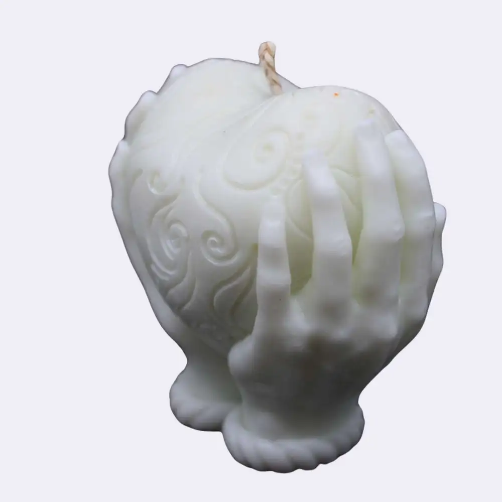 Dekokerze "Herz in den Händen",weiß – Bild 2