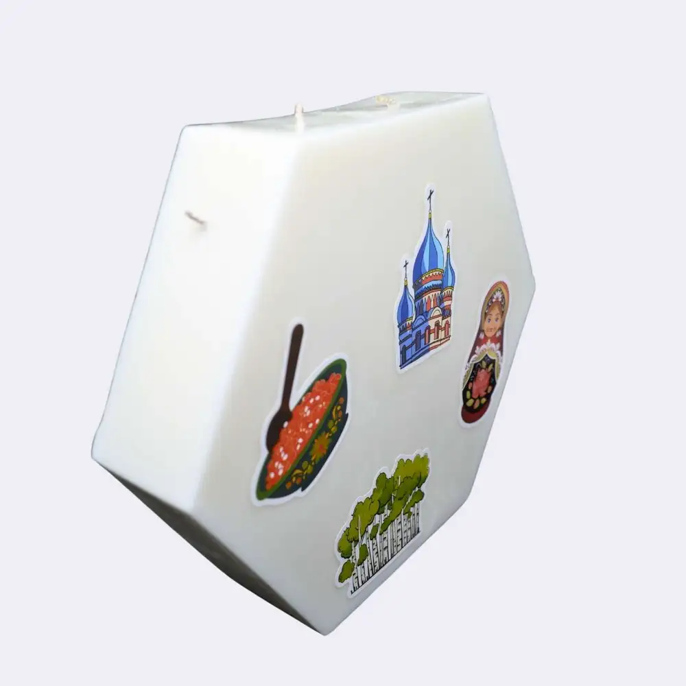 Dekokerze „Hexagon Grande mit Russischem Motiv" – Bild 2