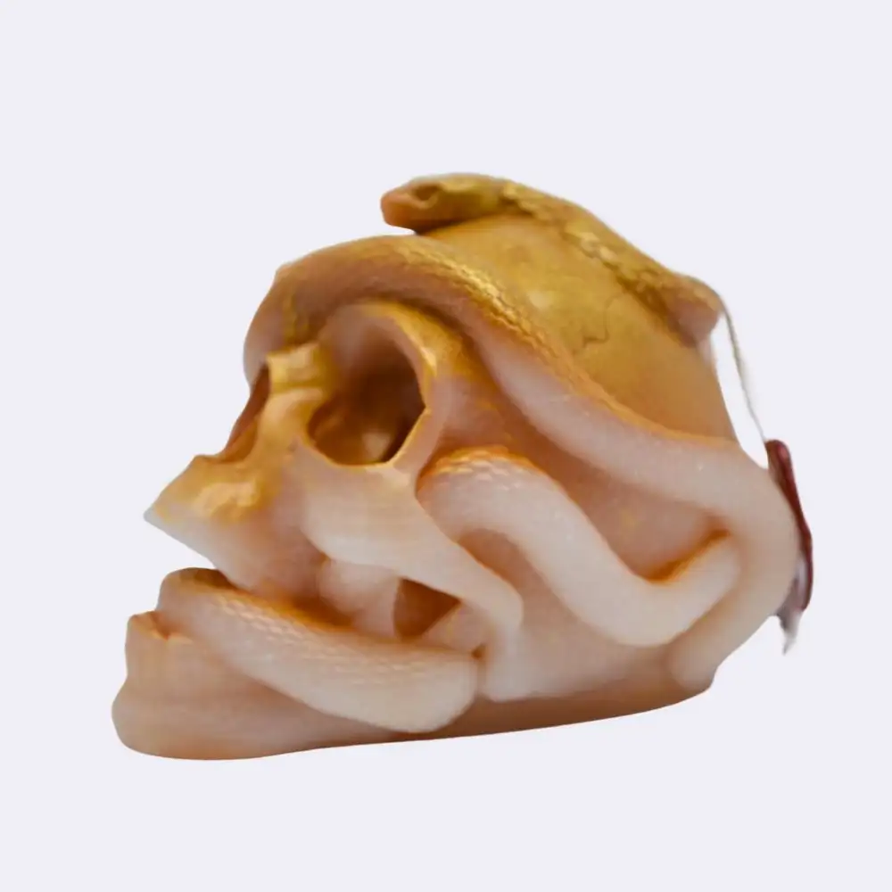 Dekokerze "Totekopf mit Schlange ", gold – Bild 2