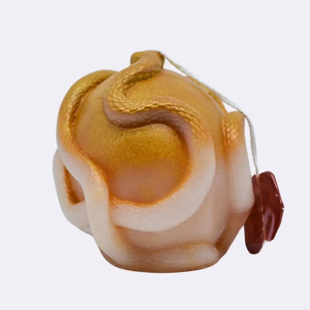 Dekokerze "Totekopf mit Schlange ", gold – Bild 4