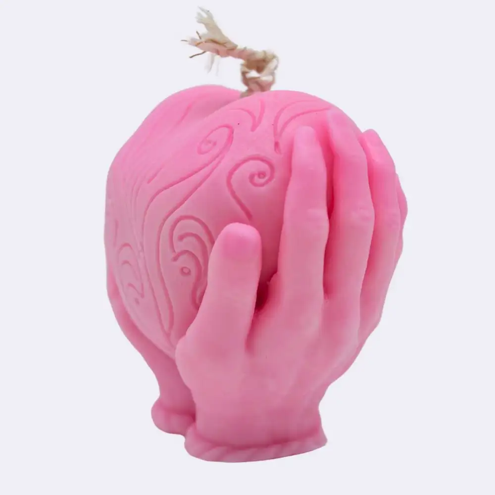 Dekokerze "Herz in den Händen",pink – Bild 2