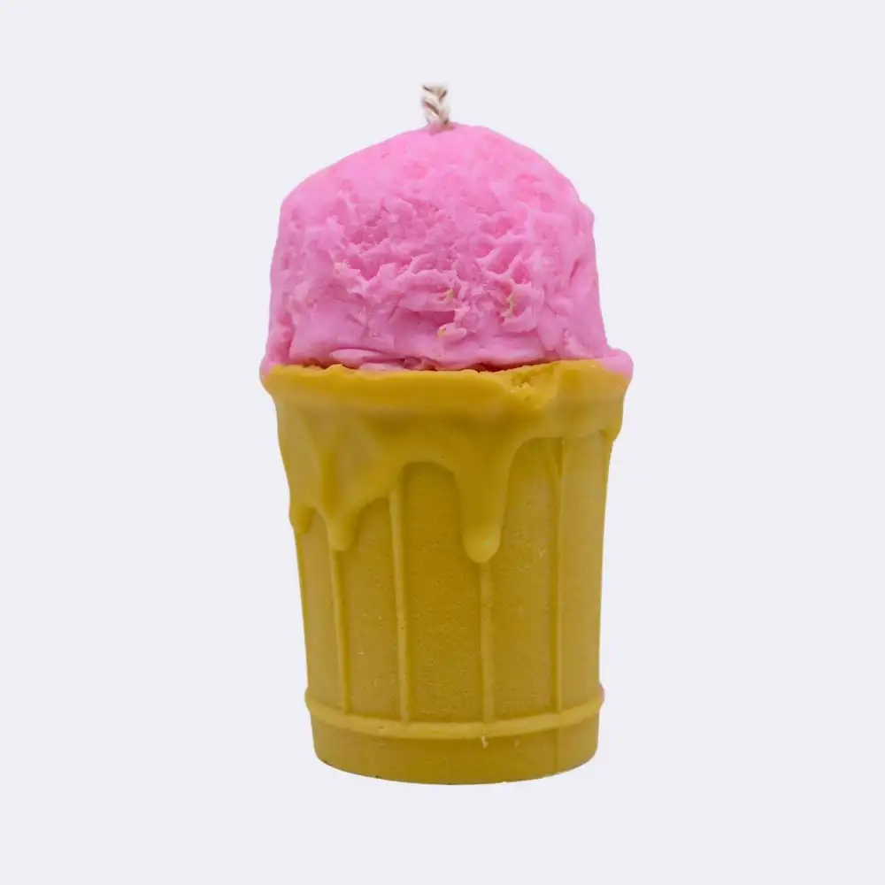 Dekokerze „Eiswaffel“, pink – Bild 2