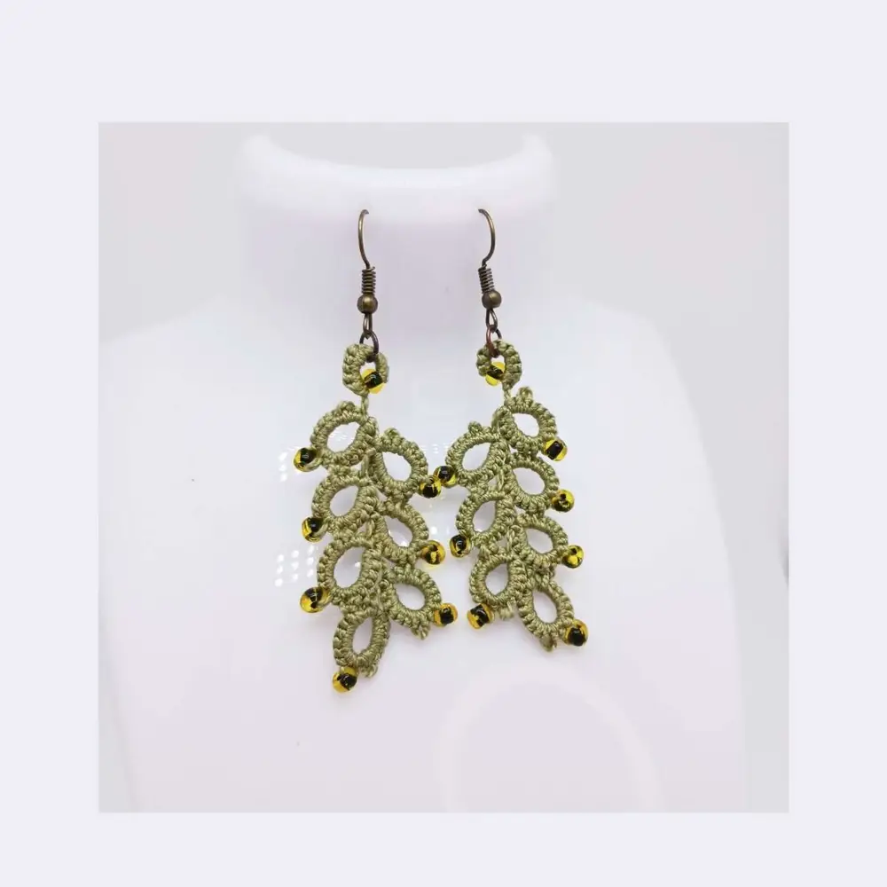 Ohrringe „Blätterrausch“,Occhi-Technik, 7 Blätter – Bild 2