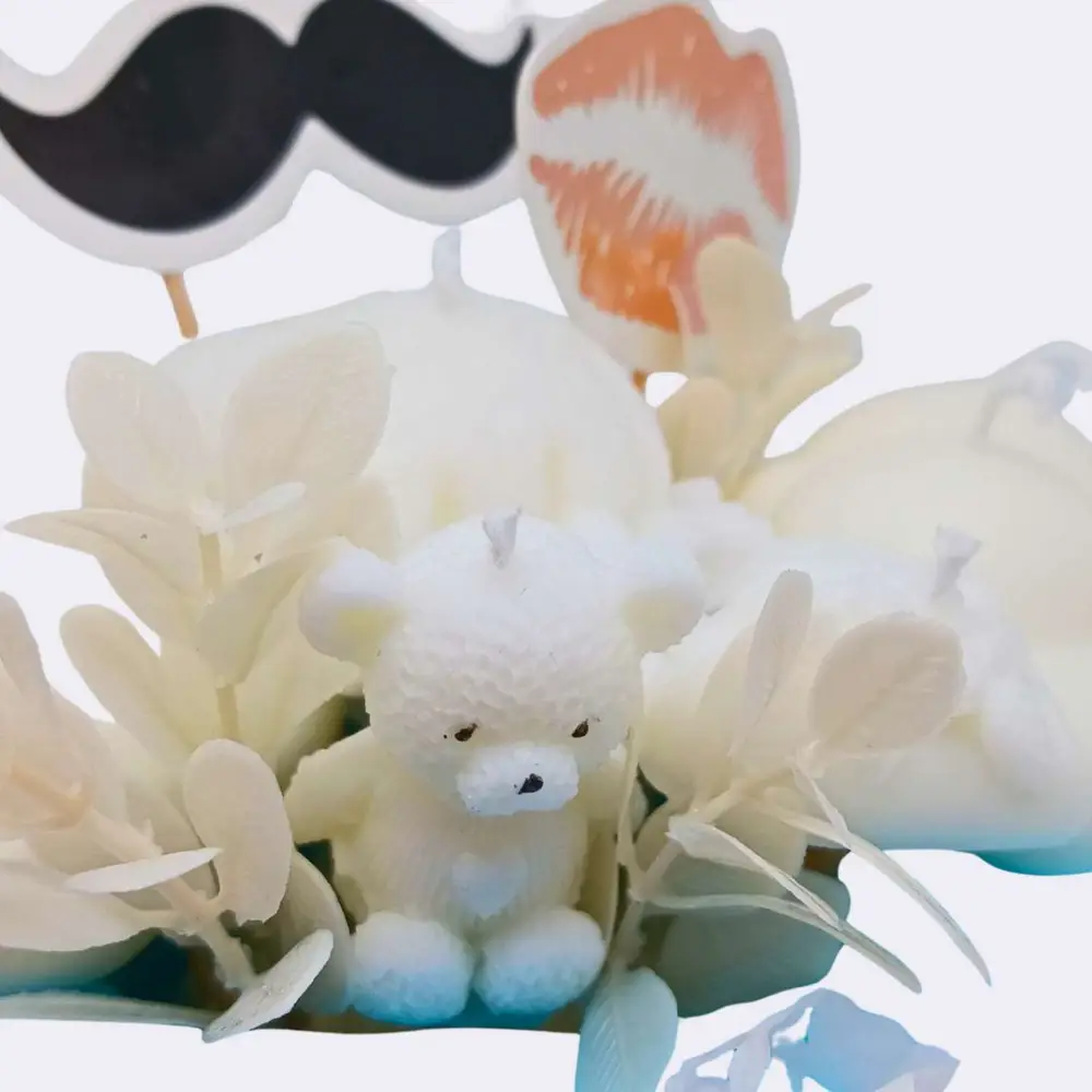 Eleganter Kerzenstrauß in Weiß & Blau – Bild 3