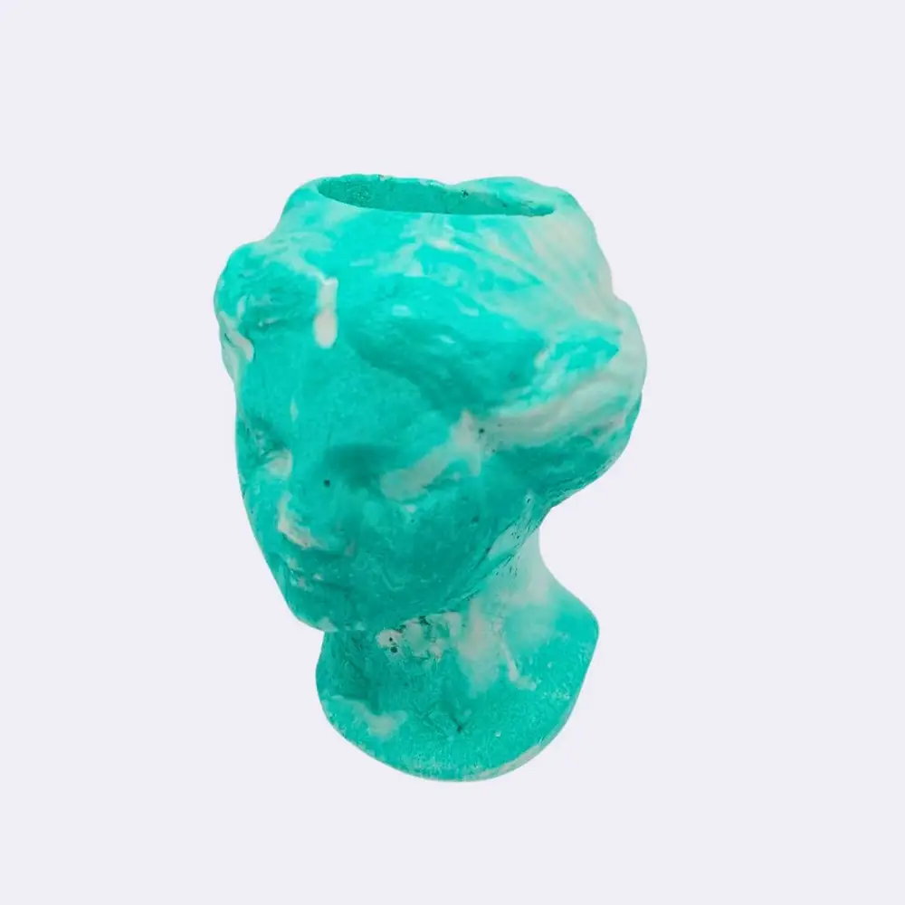 Antike Kopf-Vase – Einzigartiges Design in Grün-Blautönen