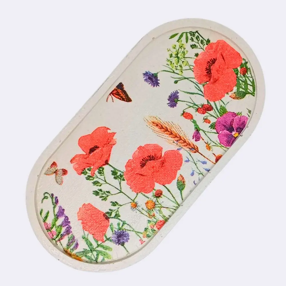 Ovale Gipsplatte mit Wildblumen – Bild 2