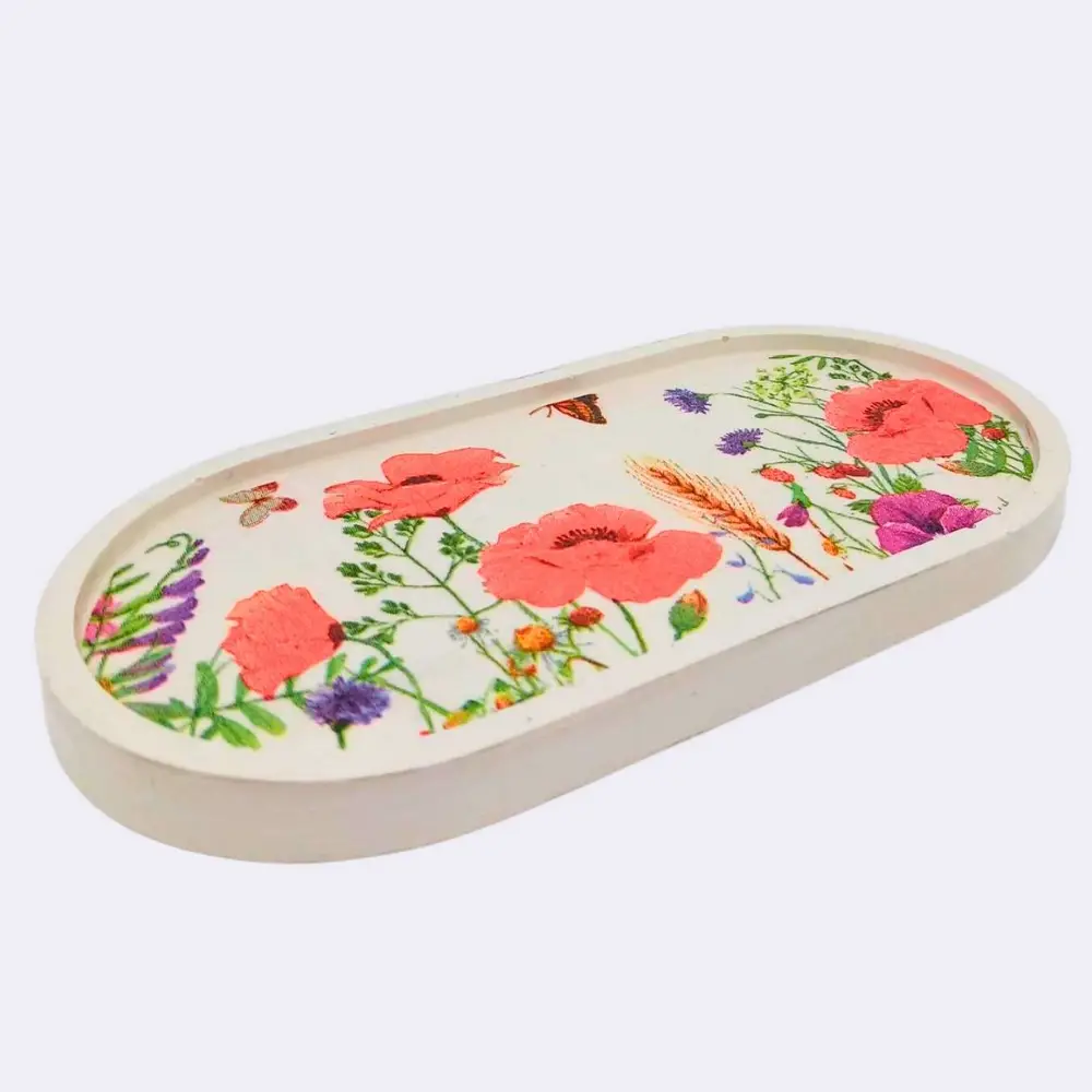 Ovale Gipsplatte mit Wildblumen – Bild 3