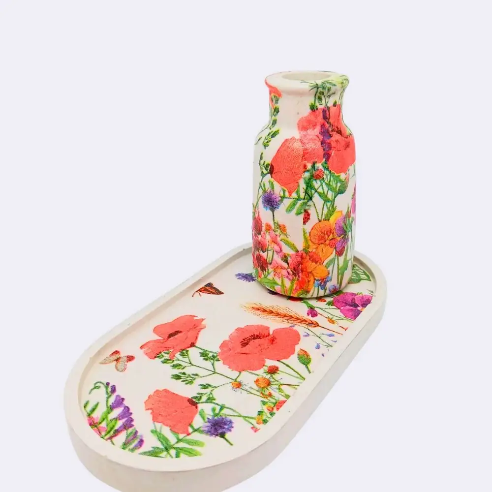 Ovale Gipsplatte mit Wildblumen – Bild 4