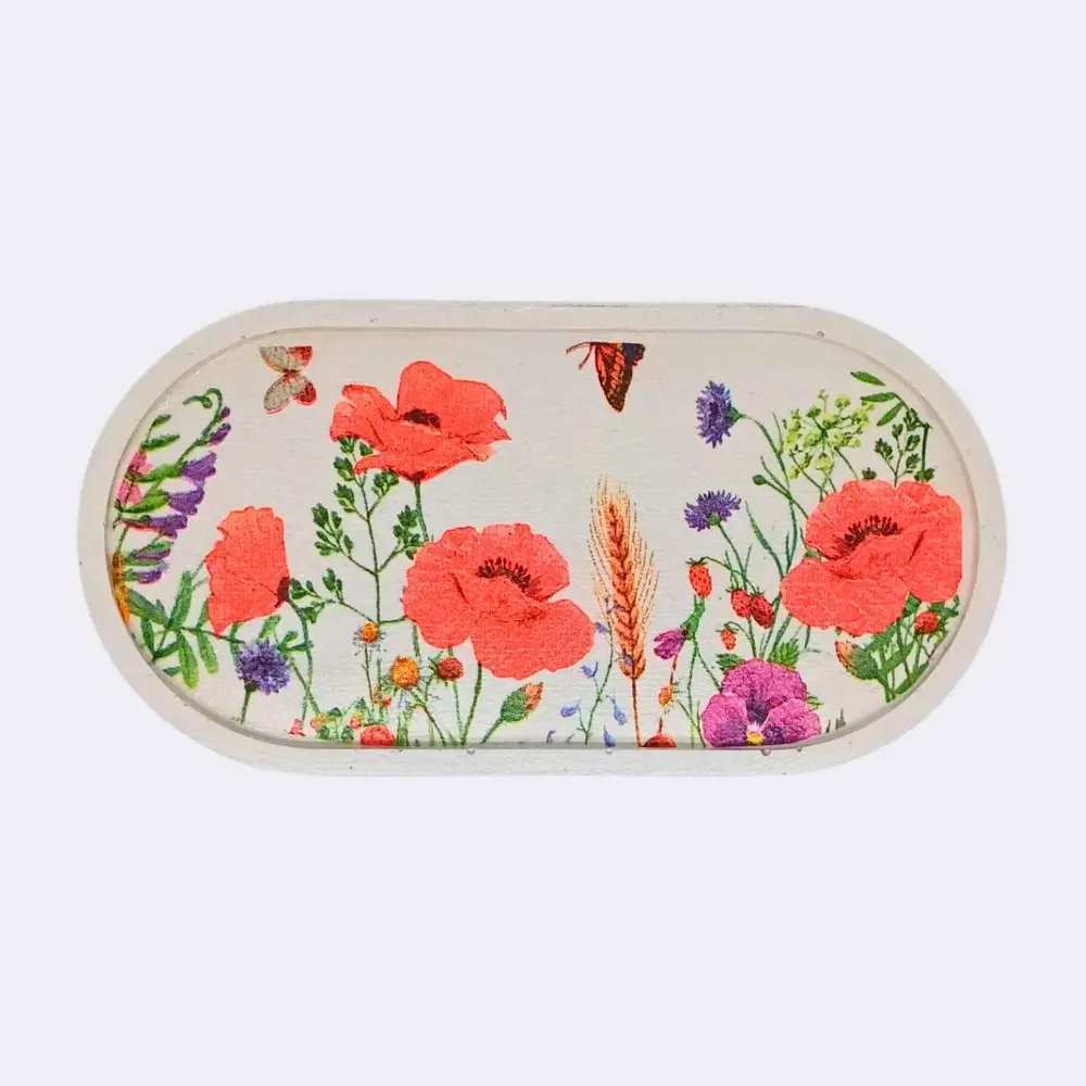 Ovale Gipsplatte mit Wildblumen